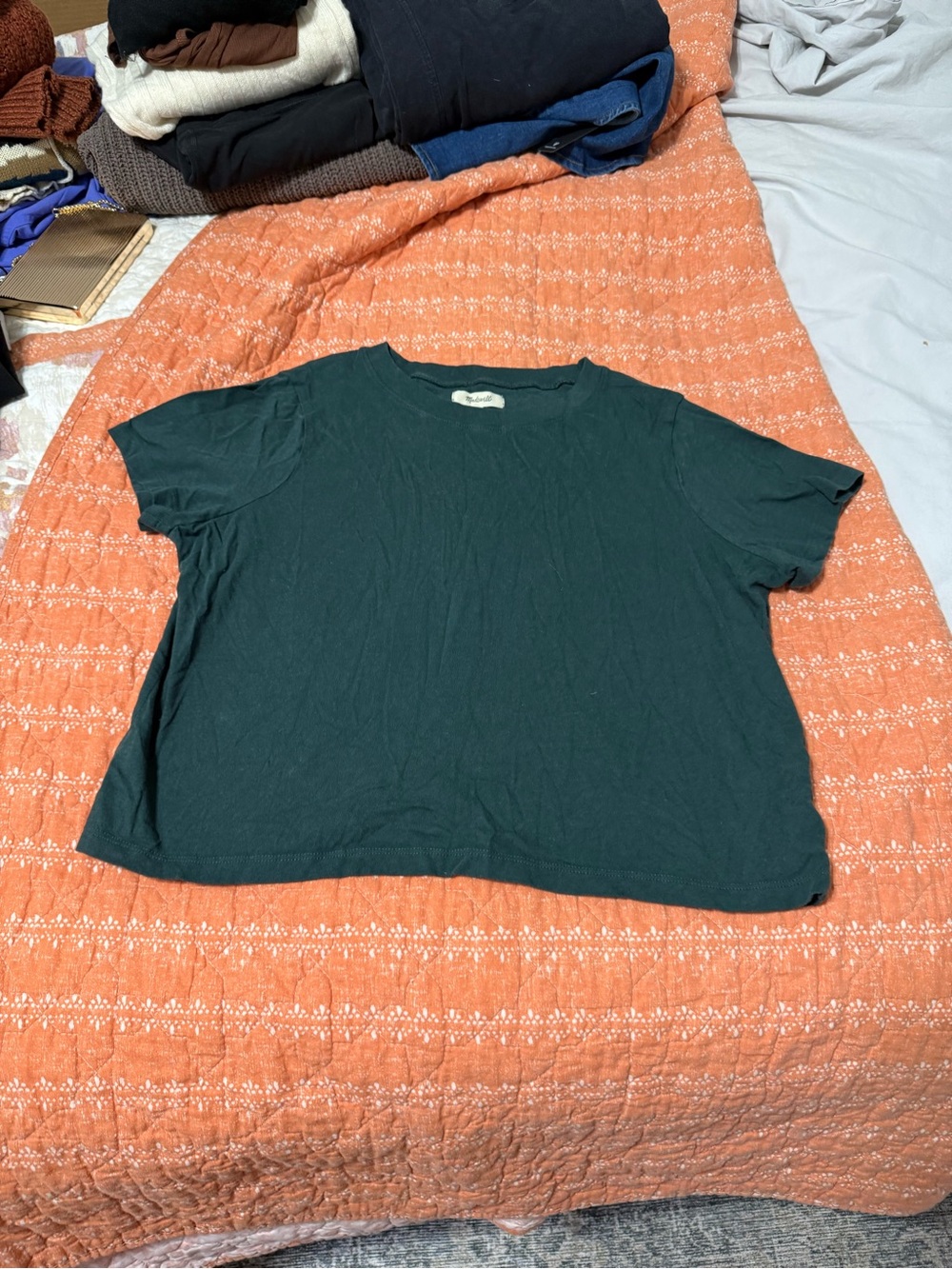 Madewell Boxy Crewneck Tee in Dark Green